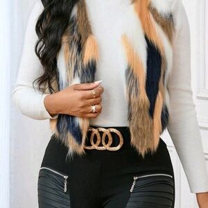 SHEIN Multicolor Faux Fur Vest